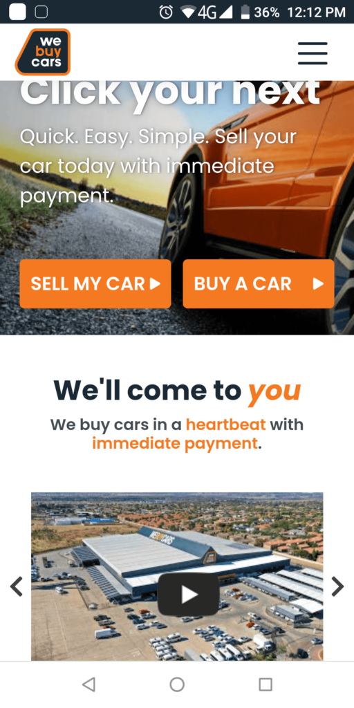 WeBuyCars Main page