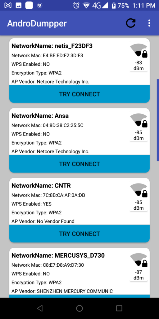 AndroDumpper ネットワーク