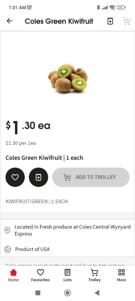 Coles Product page