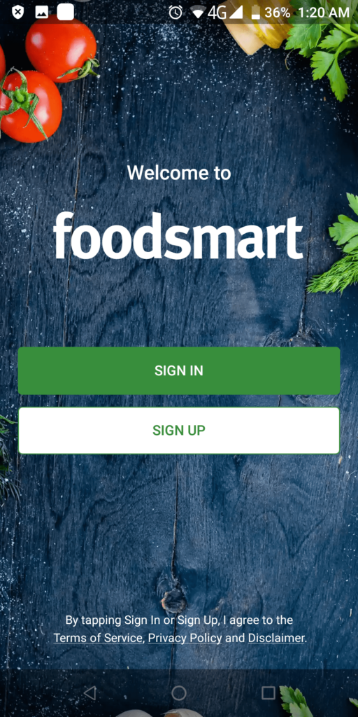 Foodsmart Sign in