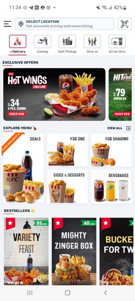 KFC UAE Homepage