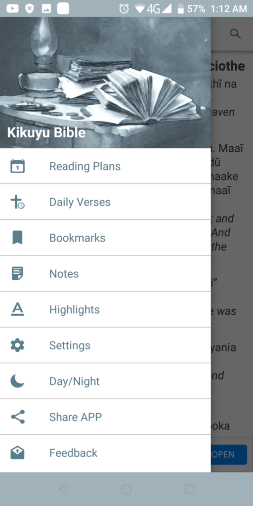 Kikuyu Bible Menu