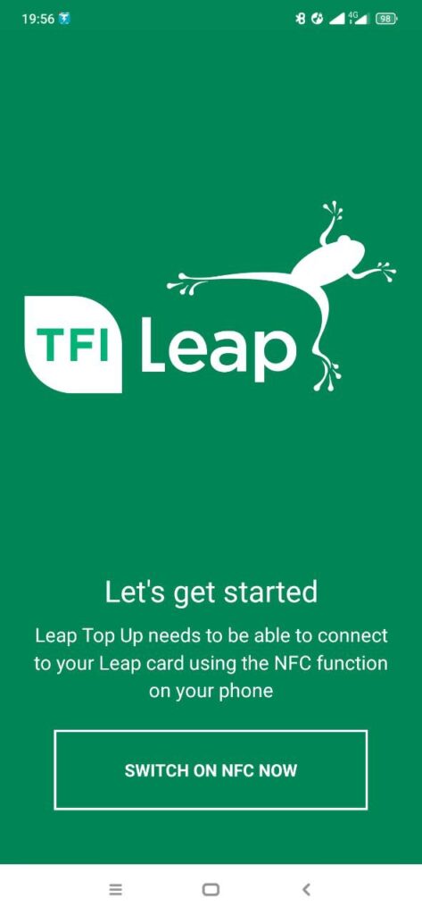 Leap Top Up Switching on NFC