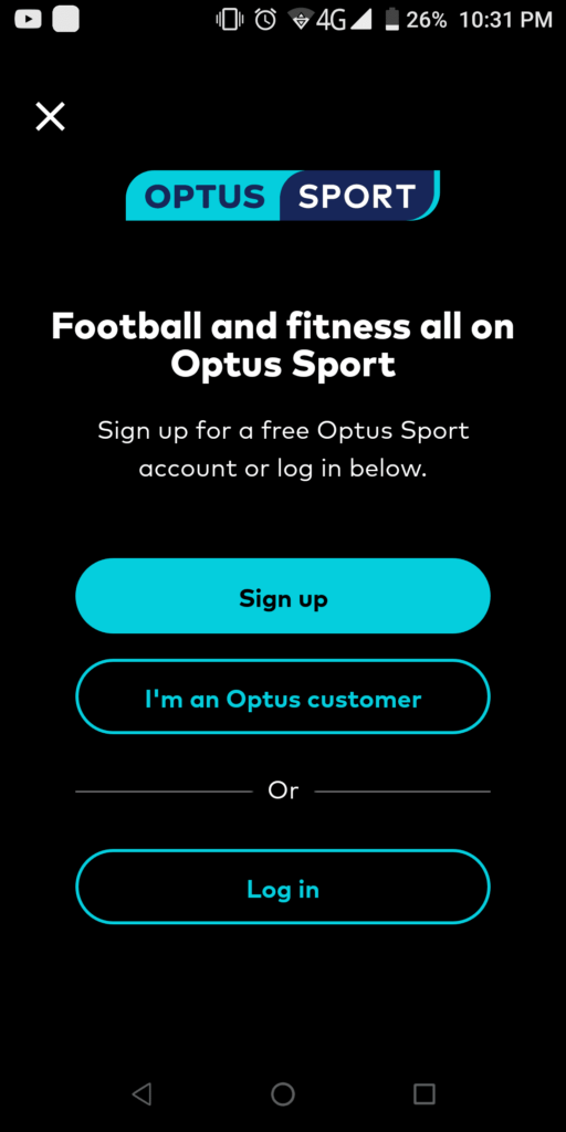 Optus Sport Sign up