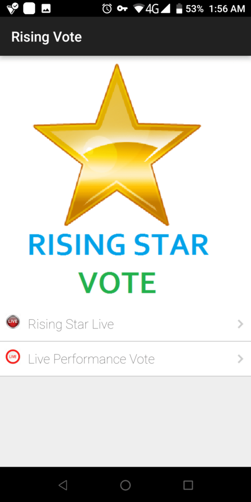 Rising Star Voting Main page