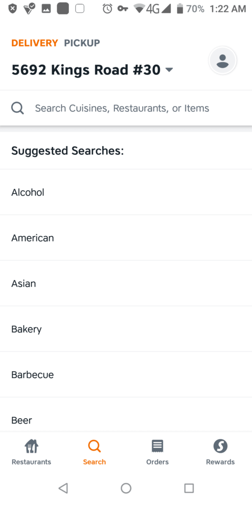 SkipTheDishes Search