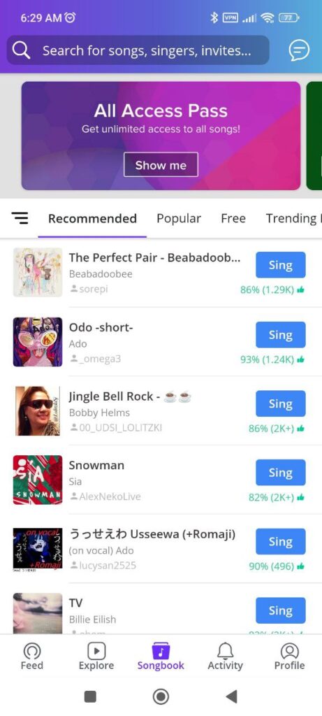 Smule Songbook