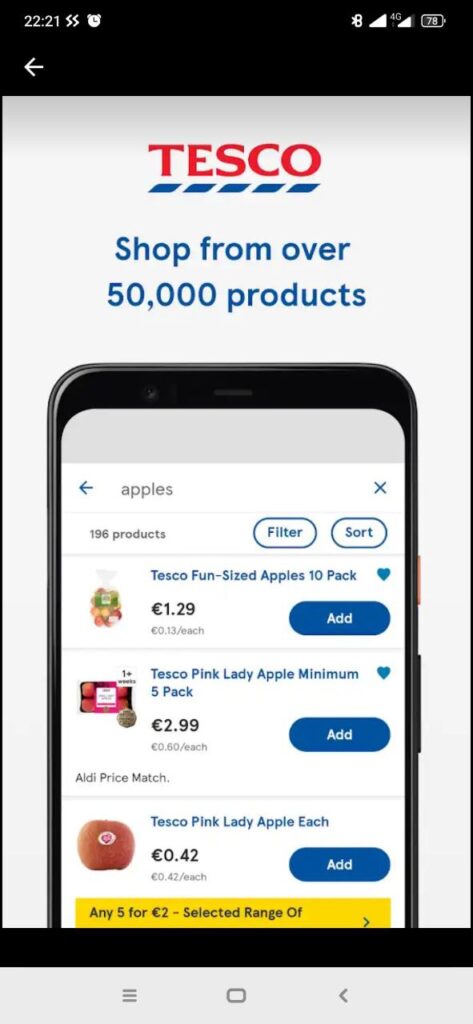 Tesco Ireland List of products
