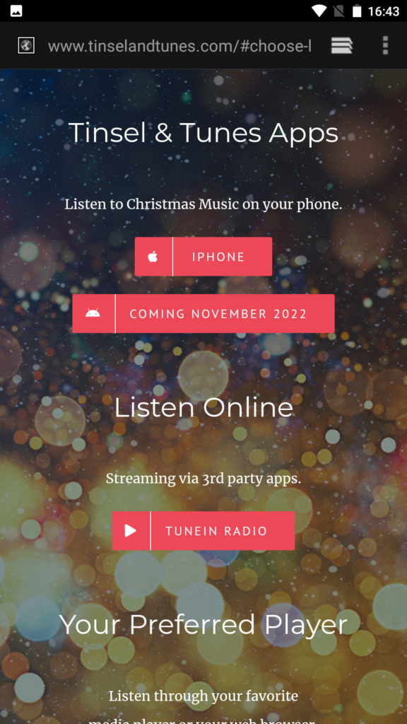 Tinsel and Tunes Homepage