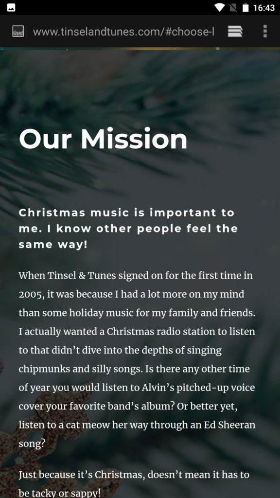 Tinsel and Tunes Mission