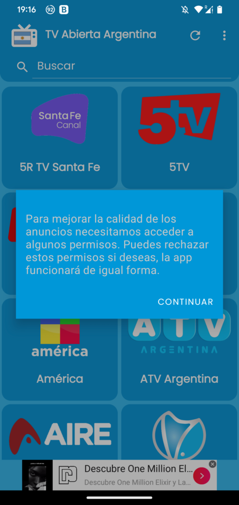 TV Abierta Argentina Aviso de permisos