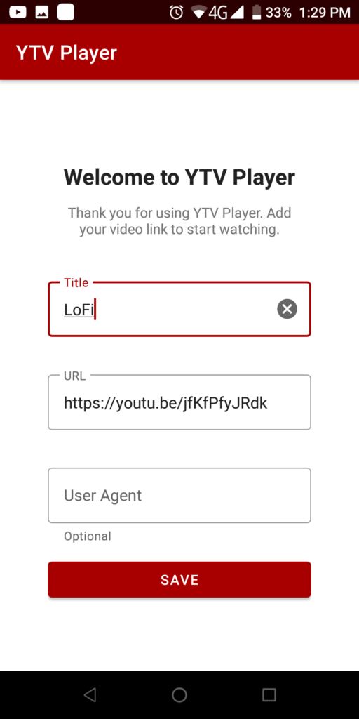 YTV Player Ajouter un lien