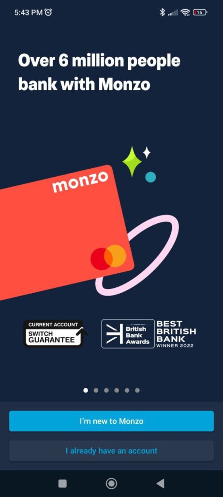 Monzo Bank Get started
