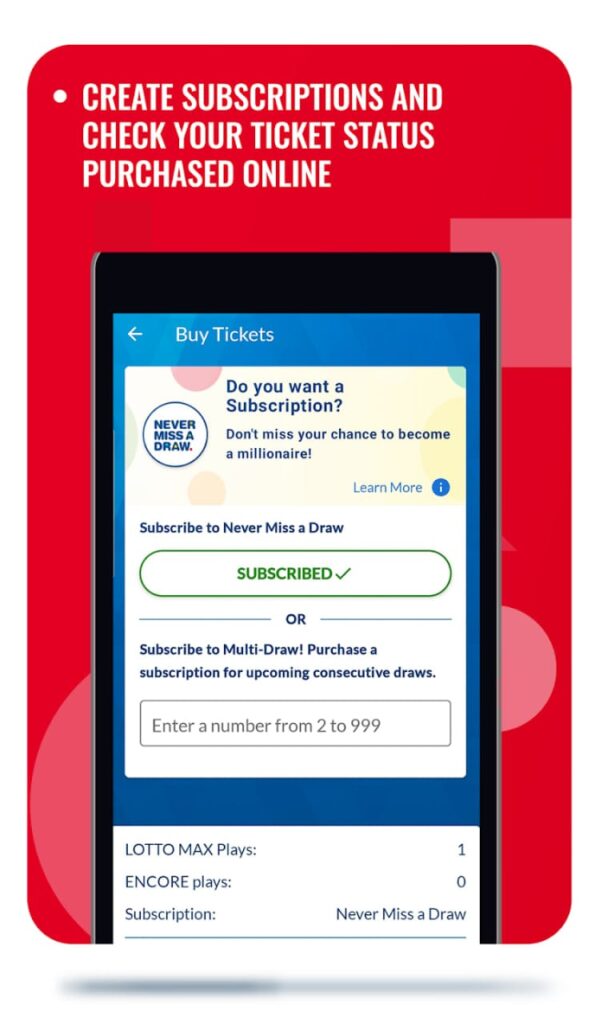 OLG Subscription and ticket status