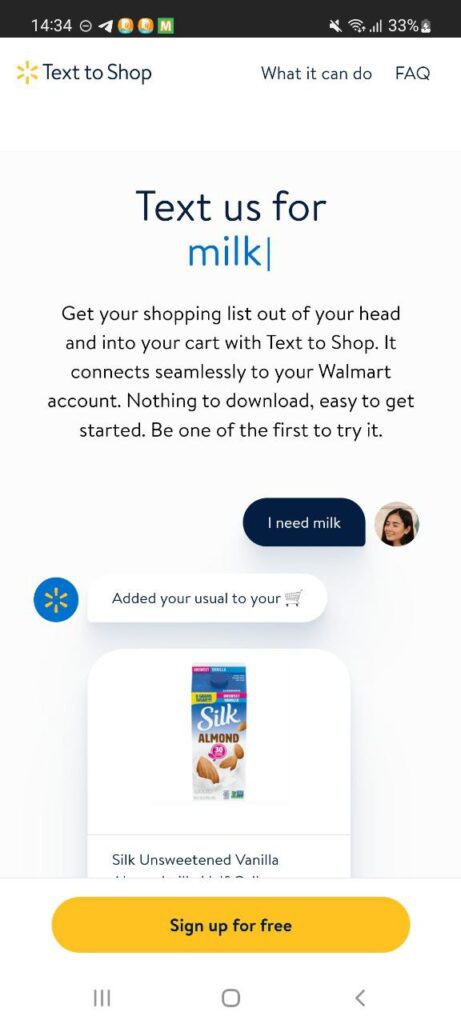 Text to Shop Homepage
