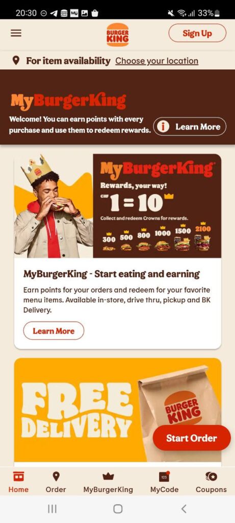 Burger King CH Homepage