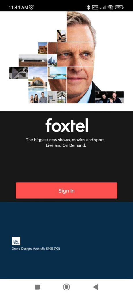 Foxtel GO Welcome screen