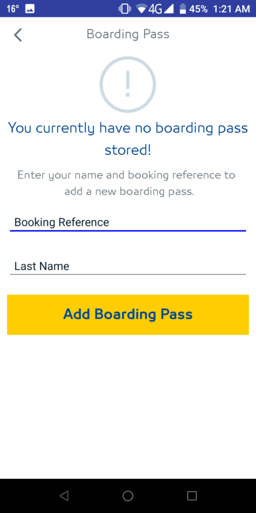 Jazeera Airways Boarding pass