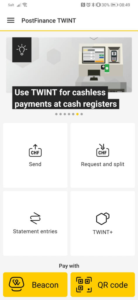 PostFinance TWINT Homepage