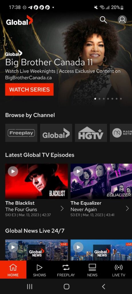 Global TV Homepage
