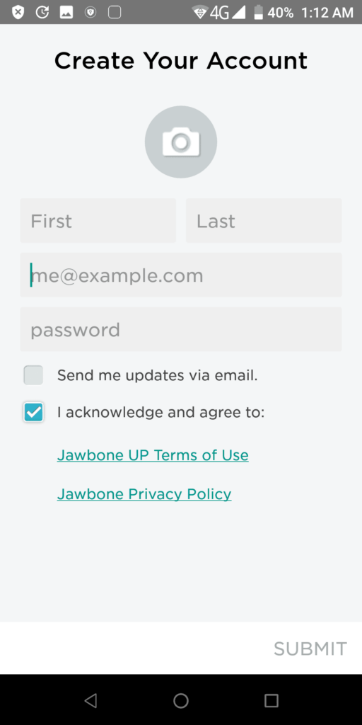 Jawbone UP24 Create account