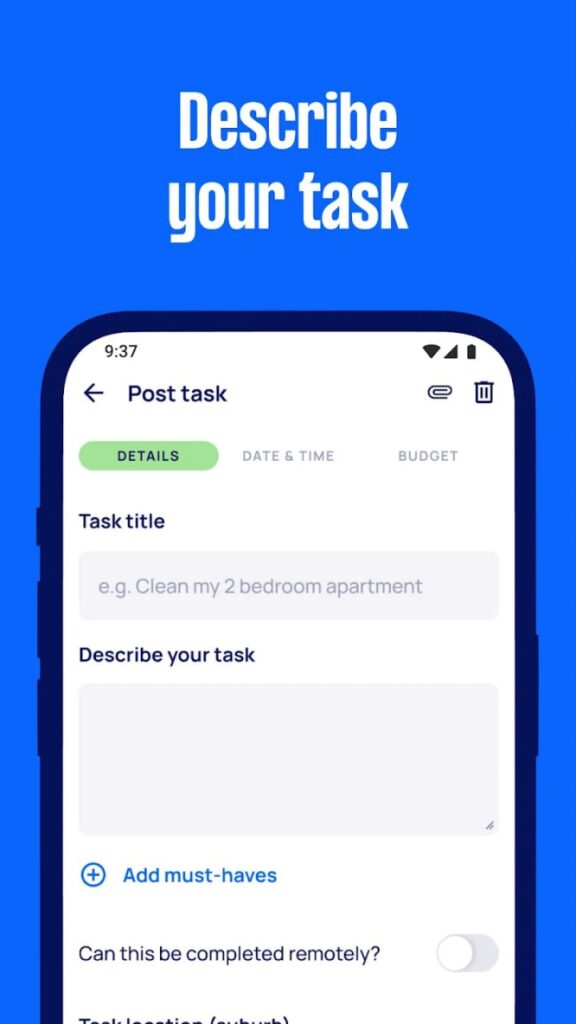 Airtasker Describe your tasks