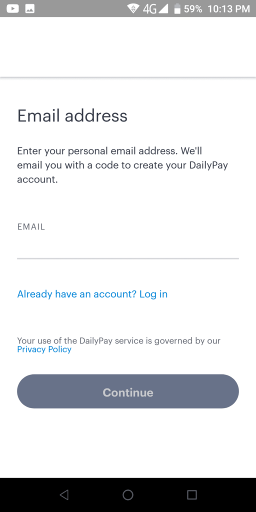 DailyPay Sign up