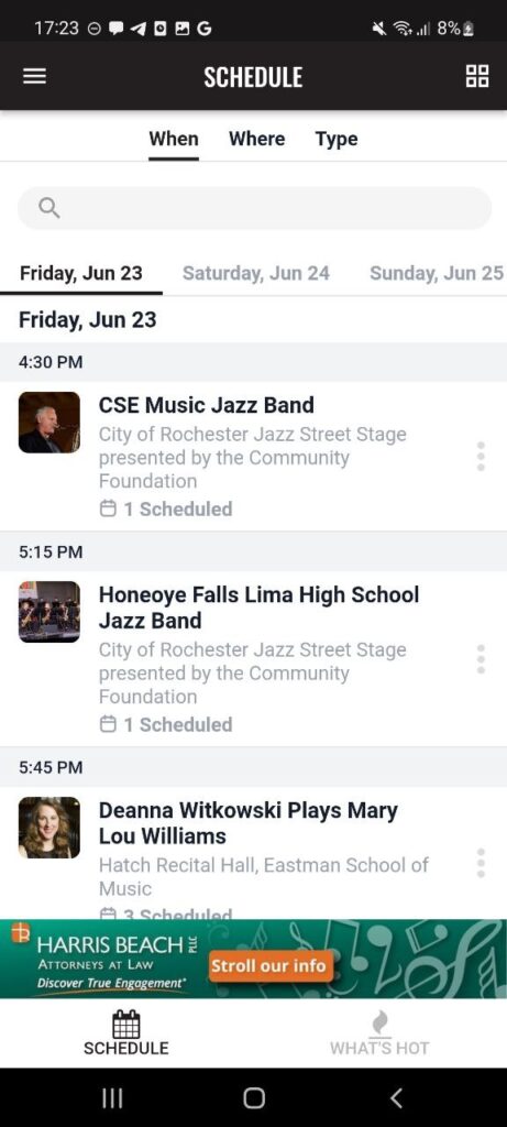 Rochester Jazz Festival Schedule