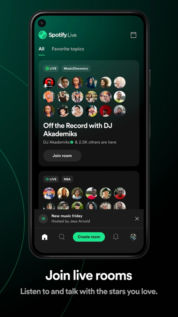 Spotify Live Join live rooms