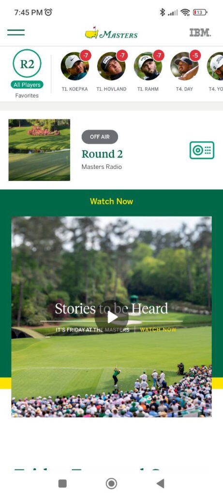The Masters Main page