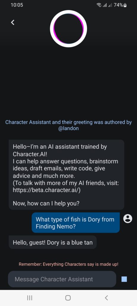 Character AI Диалог