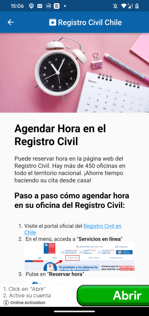 Guía Trámites Registro Civil Chile Artículo