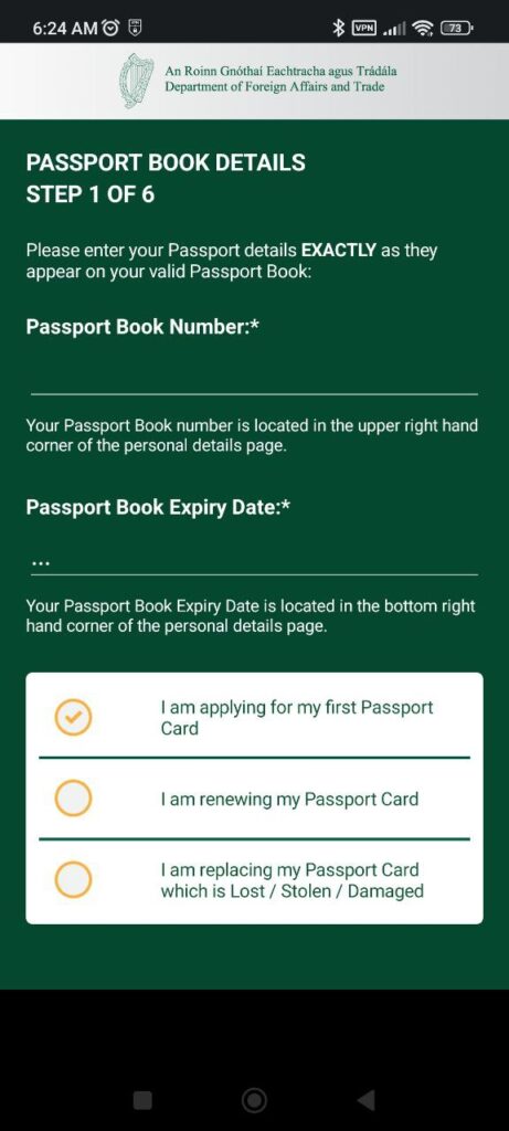Irish Passport Card Applying