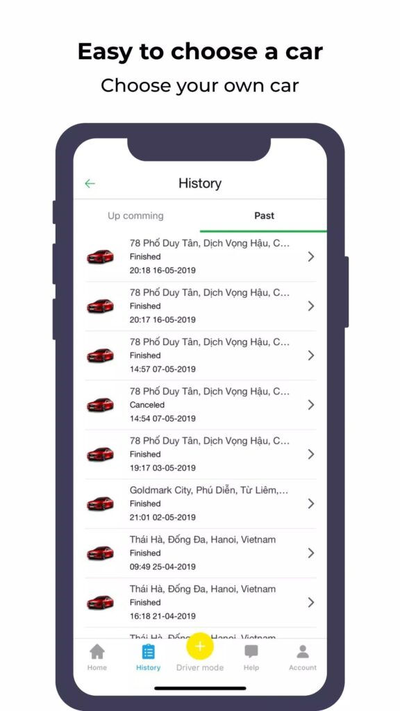 Taxify Driver History