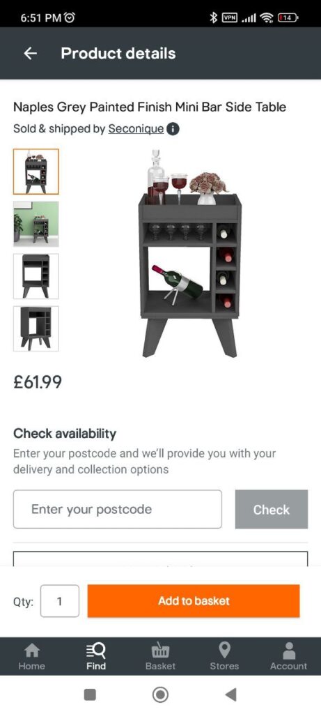 B and Q Product page
