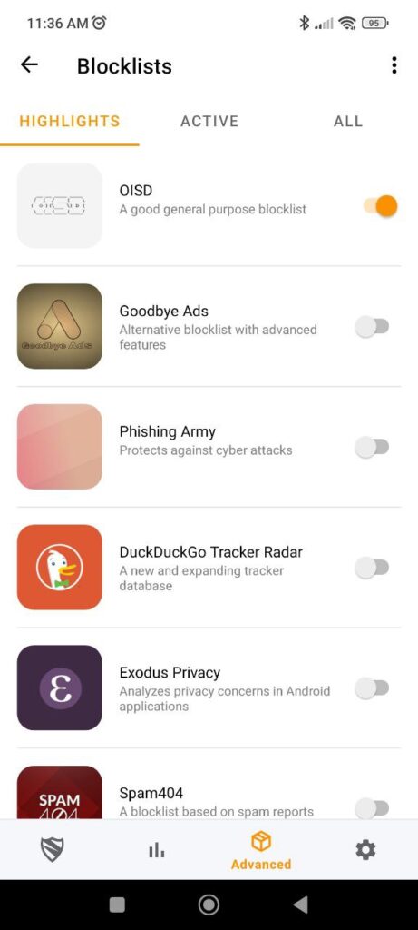 Blokada Blocklist