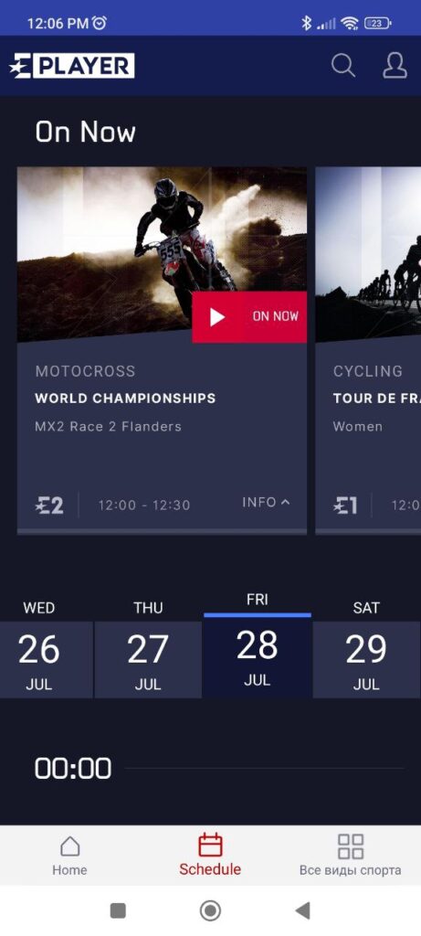 Eurosport Player Schedule