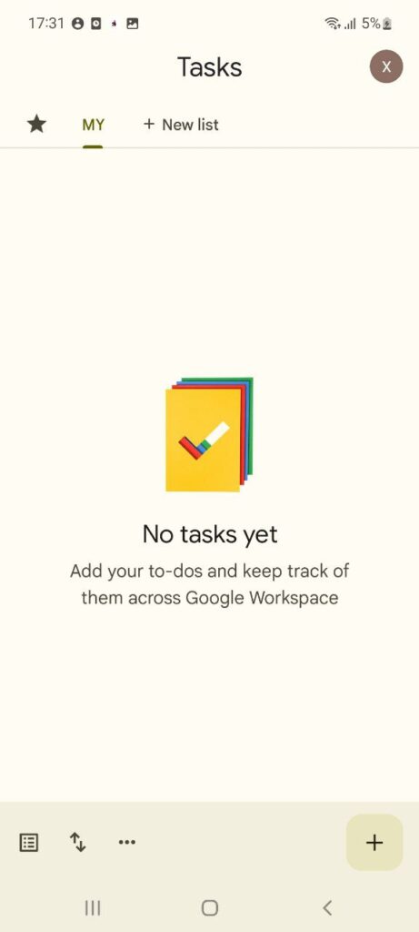 Google Tasks Homepage