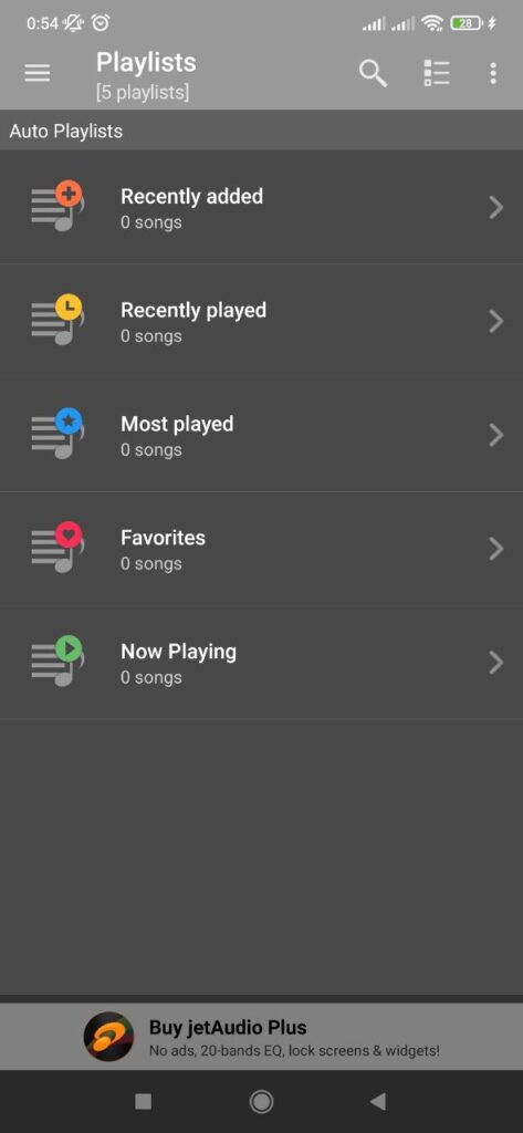 JetAudio Playlists