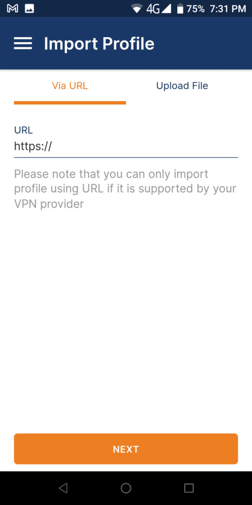 OpenVPN Import profile