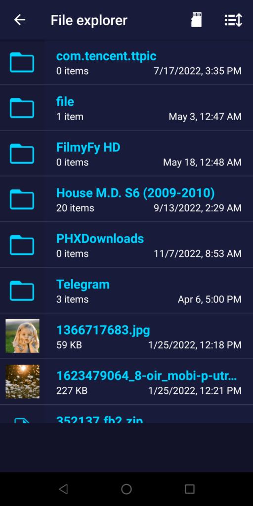 Send Files to TV File explorer