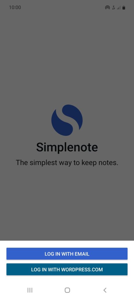 Simplenote Log in