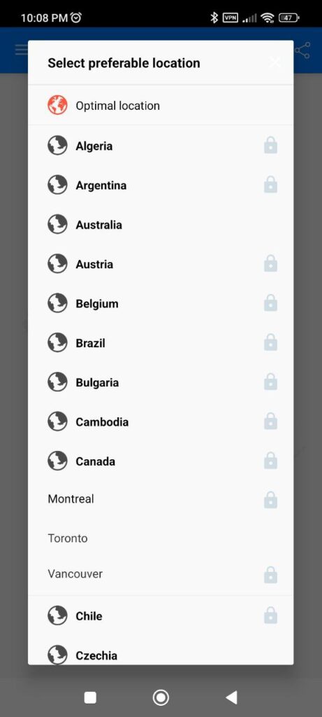 Touch VPN Locations