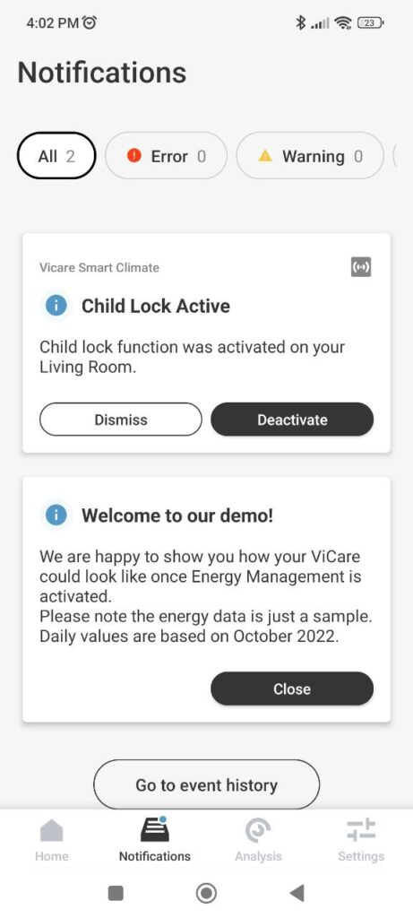 ViCare Notifications