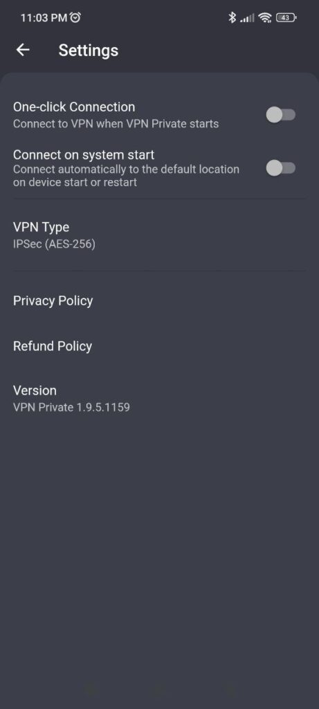 VPN Private Settings