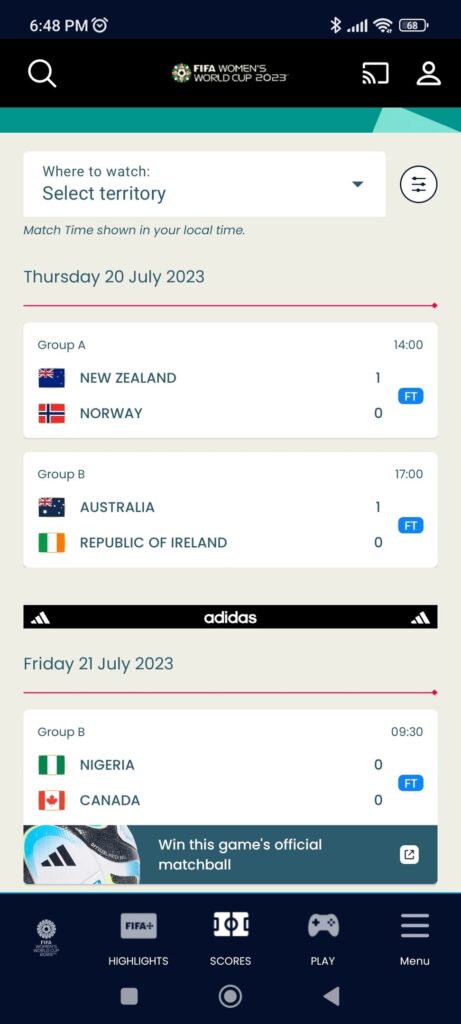 Womens World Cup Scores