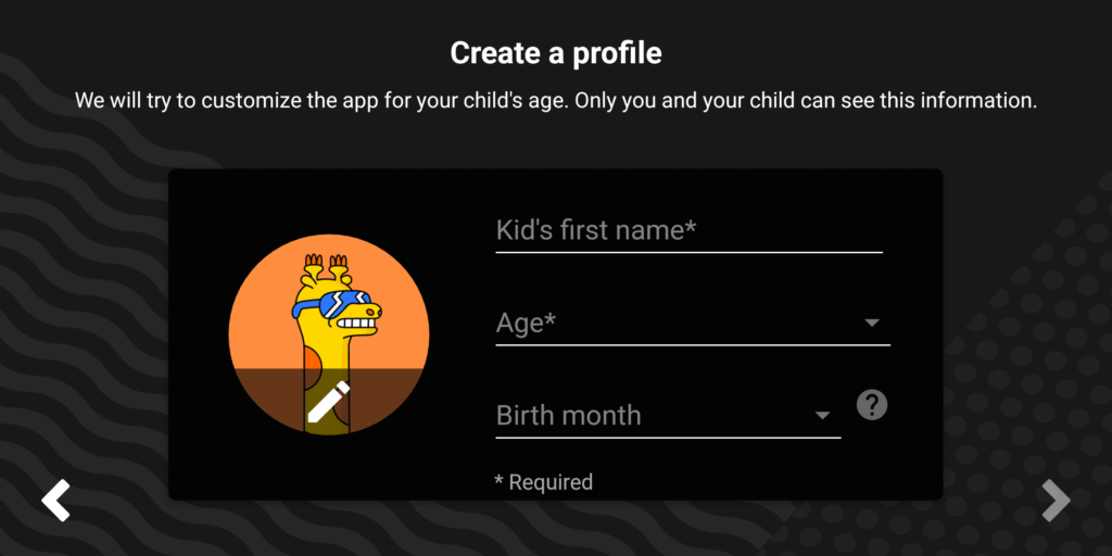 YouTube Kids Create profile