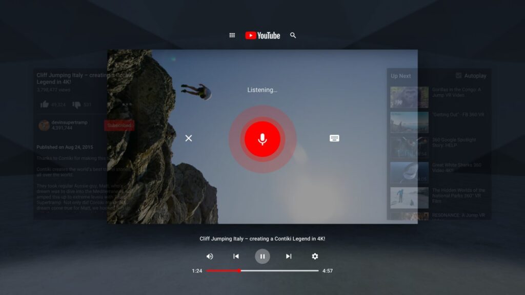 YouTube VR Voice search