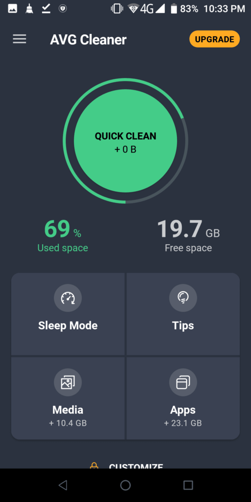 AVG Cleaner Main page