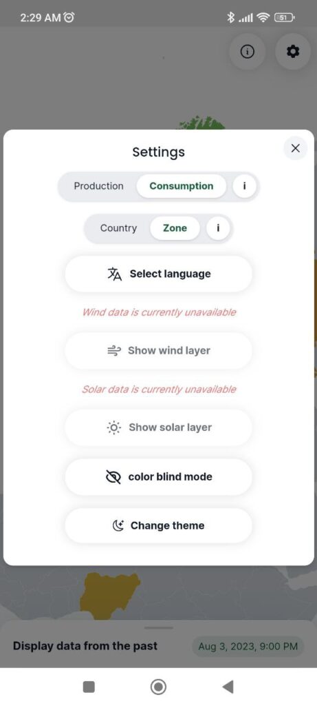 Electricity Maps Settings